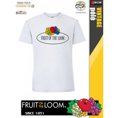 Fruit of the Loom VINTAGE WHITE feliratos férfi póló - munkaruha - utcai ruházat