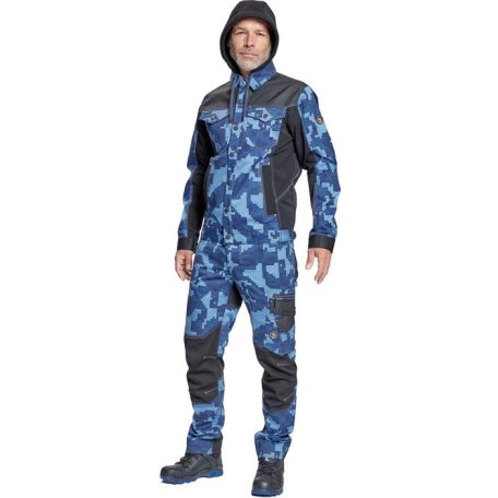 Cerva NEURUM NAVY CAMO prémium pamutgazdag stretch kapucnis munkakabát - munkaruha