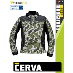   Cerva NEURUM OILGREEN CAMO prémium pamutgazdag stretch kapucnis munkakabát - munkaruha