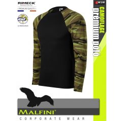   Malfini CAMOFLAGE GREEN hosszúujjú prémium pamut póló - munkaruha