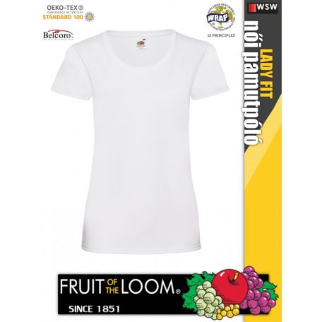 Fruit of the Loom VALUEWEIGHT WHITE pamut női póló - 165g/m2