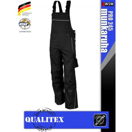 Qualitex PRO 245 BLACKBLACK prémium technikai kantáros nadrág - munkaruha
