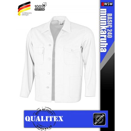 Qualitex BASIC 240 WHITE 100% pamut munkakabát - munkaruha