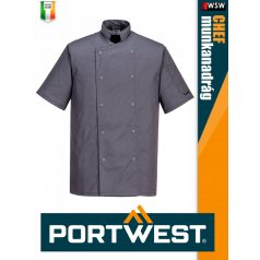   Portwest HORECA GREY CUMBRIA rövidujjú séfkabát - munkaruha