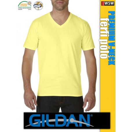 Gildan PREMIUM Cotton v-nyakú gyapjú férfi póló