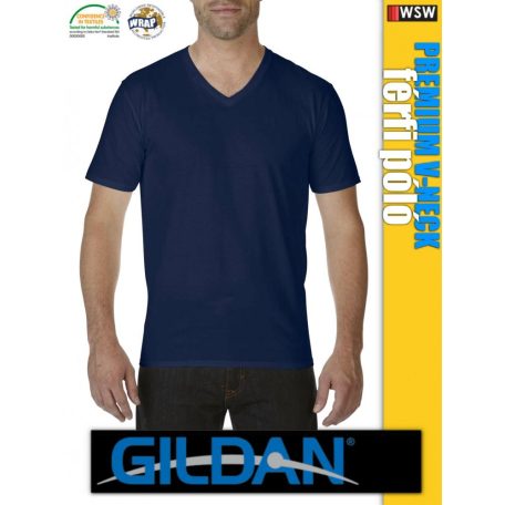 Gildan PREMIUM Cotton v-nyakú gyapjú férfi póló