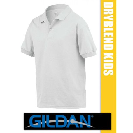 Gildan DryBlend Piqué rövidujjú gyerek unisex galléros póló