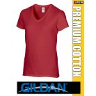 Gildan Premium Cotton V-nakú gyapjú női póló