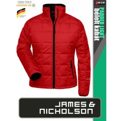   James & Nicholson PADDED LIGHT REDBLACK női technikai bélelt kabát - munkaruha