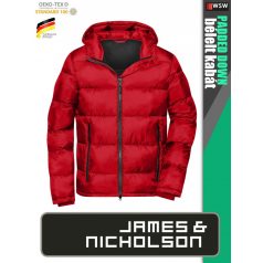   James & Nicholson PADDED DOWN RED férfi technikai bélelt kabát - munkaruha