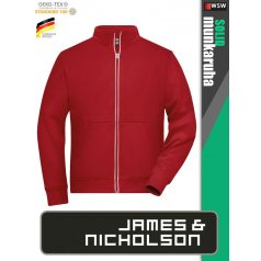   James & Nicholson SOLID RED technikai zippzáras pulóver - munkaruha