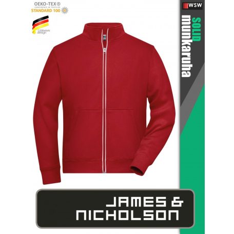 James & Nicholson SOLID RED technikai zippzáras pulóver - munkaruha