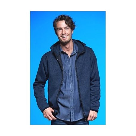 James & Nicholson KNITTED HOODIE férfi prémium polár pulóver