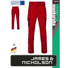   James & Nicholson COLORSTYLE RED technikai pamutgazdag deréknadrág - munkaruha