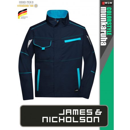 James & Nicholson COLORSTYLE NAVY technikai pamutgazdag kabát - munkaruha