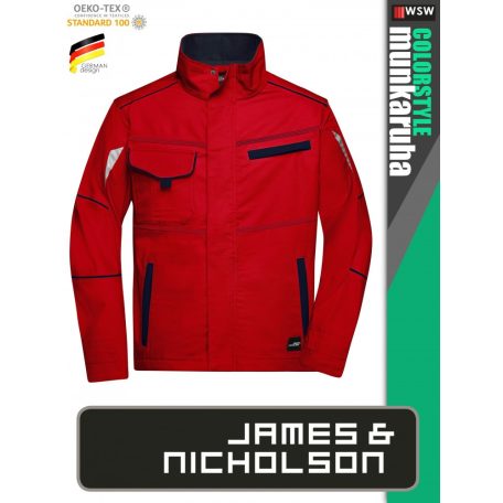James & Nicholson COLORSTYLE RED technikai pamutgazdag kabát - munkaruha