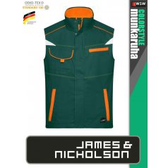   James & Nicholson COLORSTYLE DARKGREEN technikai pamutgazdag mellény - munkaruha