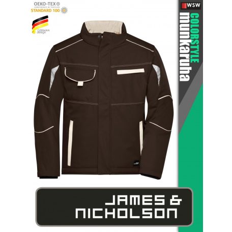 James & Nicholson COLORSTYLE BROWN technikai bélelt softshell kabát - munkaruha