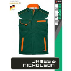   James & Nicholson COLORSTYLE DARKGREEN technikai bélelt softshell mellény - munkaruha