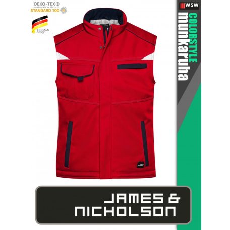 James & Nicholson COLORSTYLE RED technikai bélelt softshell mellény - munkaruha