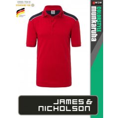   James & Nicholson COLORSTYLE RED technikai kétszínű galléros póló - munkaruha