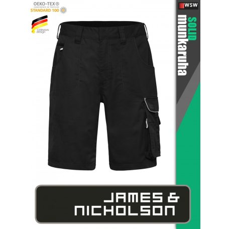 James & Nicholson SOLID BLACK technikai kopásálló rövidnadrág - munkaruha