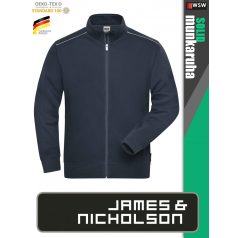   James & Nicholson SOLID NAVY technikai zippzáras pamutgazdag pulóver - munkaruha