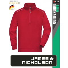   James & Nicholson SOLID RED technikai zippzáras pamutgazdag pulóver - munkaruha