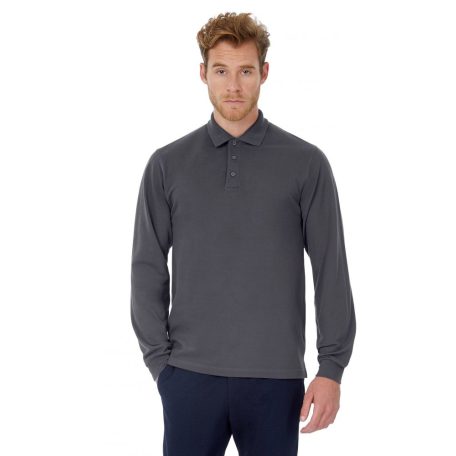B&C HEAVYMILL TT LS piqué galléros hosszúujjú férfi prémium póló