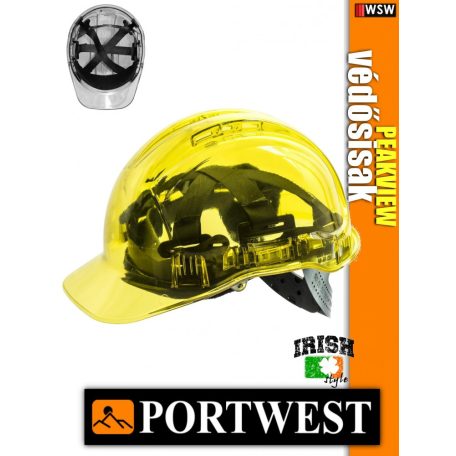 Portwest PEAK VIEW UV400 átlátszó szellőző munkavédelmi sisak - 7 éves védősisak
