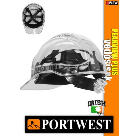 Portwest PEAK VIEW PLUS UV400 átlátszó szellőző munkavédelmi sisak - 7 éves védősisak