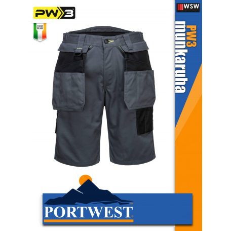 Portwest PW3 GREY oldalzsebes rövid munkanadrág - munkaruha