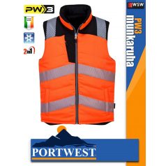   Portwest PW3 ORANGE 2in1 jólláthatósági kifordítható bélelt munkamellény - munkaruha