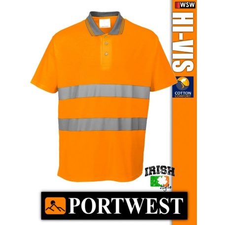 Portwest HI-VIS jól láthatósági lélegző galléros póló - munkaruha