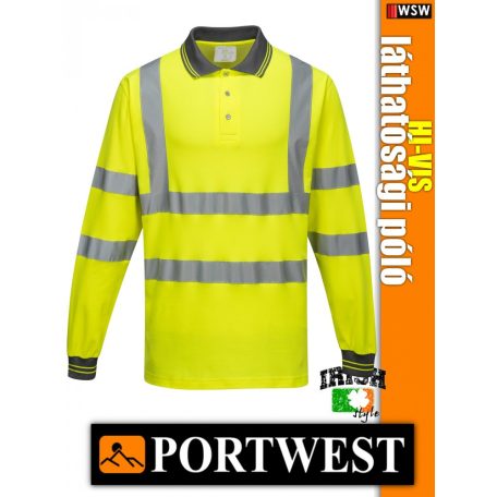 Portwest HI-VIS jól láthatósági lélegző galléros hosszúujjú póló - munkaruha