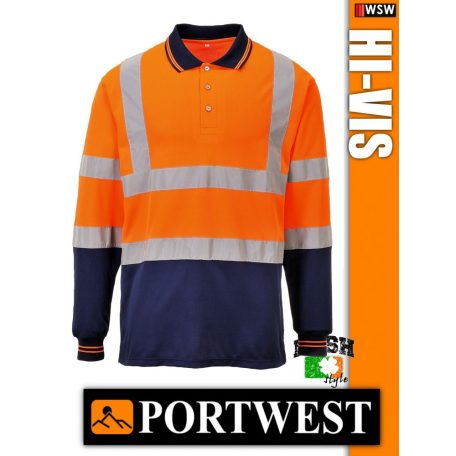 Portwest HI-VIS jól láthatósági galléros hosszúujjú póló - munkaruha