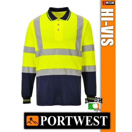 Portwest HI-VIS jól láthatósági galléros hosszúujjú póló - munkaruha