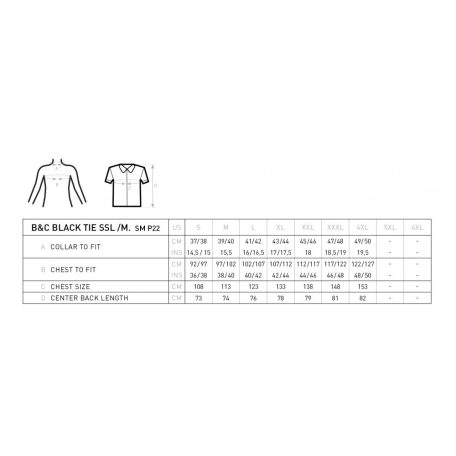 B&C BLACK TIE férfi rövidujjú ing - munkaruha