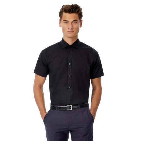 B&C BLACK TIE férfi rövidujjú ing - munkaruha