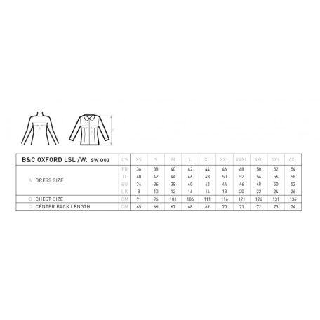 B&C OXFORD női hosszúujjú blúz - munkaruha