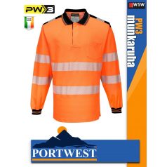   Portwest PW3 ORANGE jólláthatósági hosszúujjú galléros póló - munkaruha