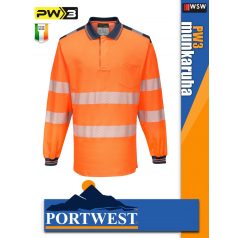  Portwest PW3 ORANGE jólláthatósági hosszúujjú galléros póló - munkaruha