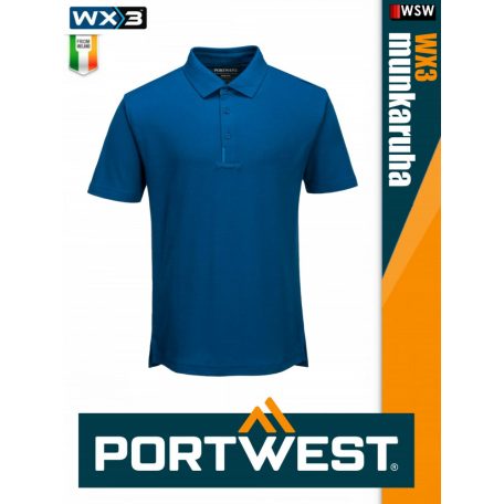 Portwest WX3 STEELBLUE prémium galléros póló - munkaruha